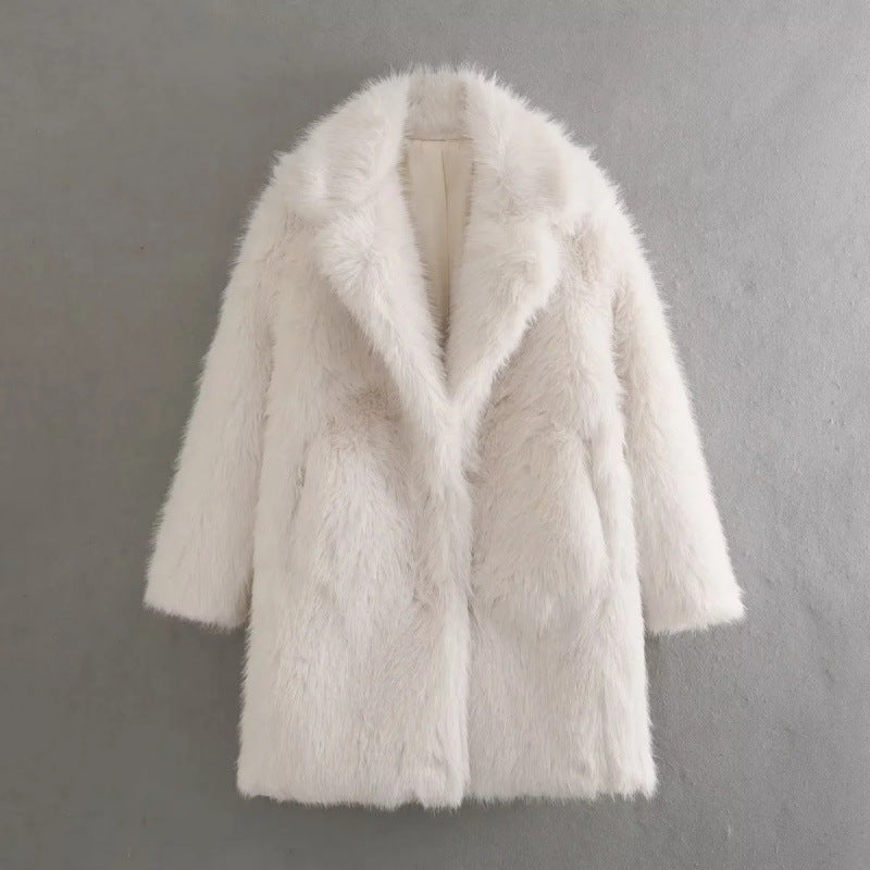 Damen Kuschelige Teddyjacke mit elegantem Revers und großzügigen Taschen EB