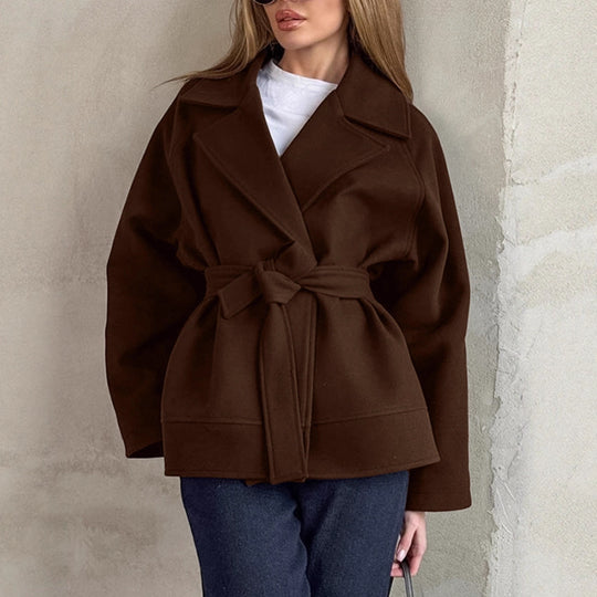 Damen Elegante Wickeljacke mit Gürtel und lässigem Schnitt EB