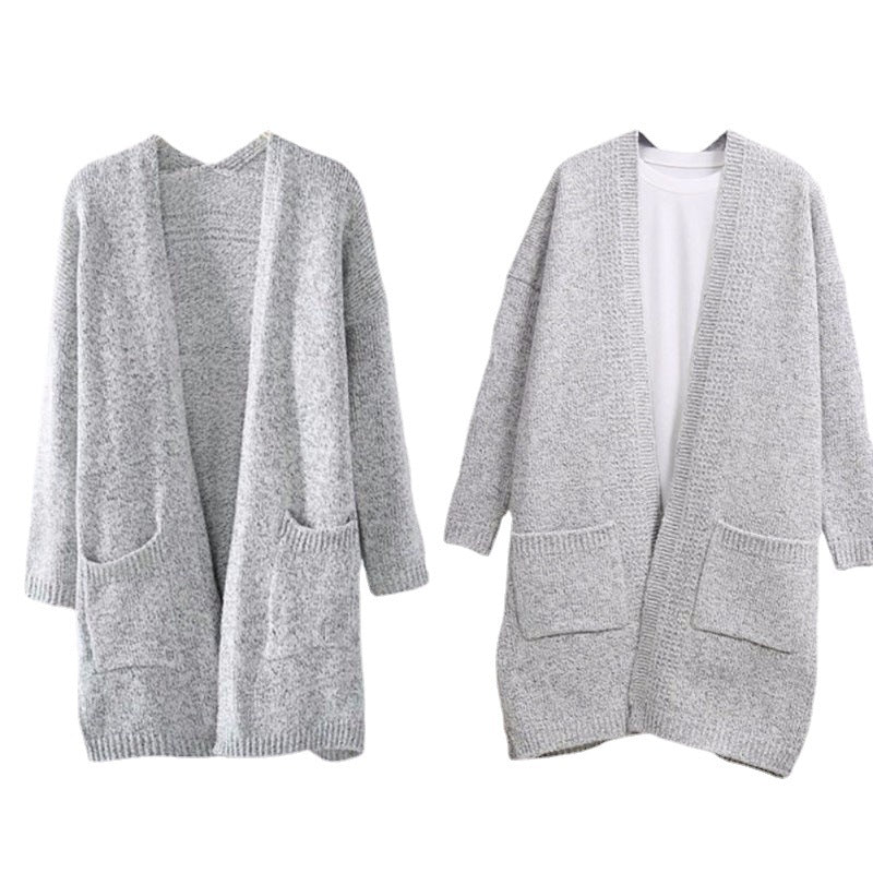 Damen Strickmantel mit tiefen Taschen und offenem Schnitt EB