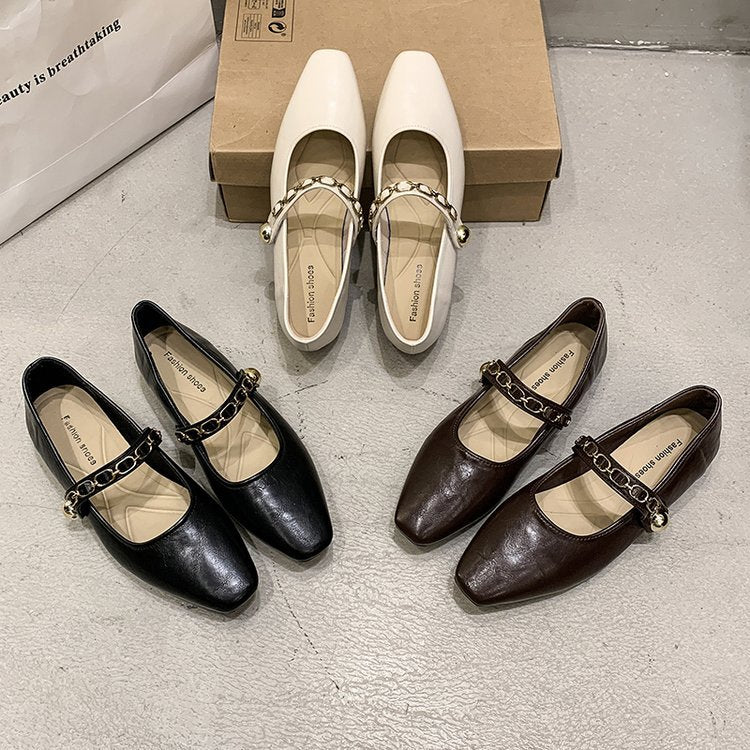 Damen elegante Ballerinas mit Schnallenakzent EB