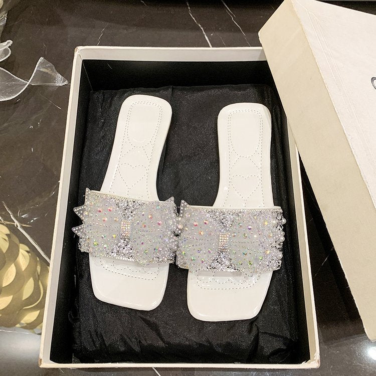 Damen elegante Riemchen-Sandalen mit glitzerndem Schmuckdetail EB