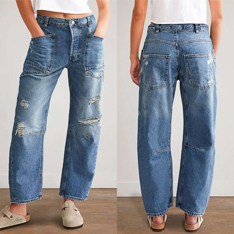 Damen Vintage Destroyed Jeans EB