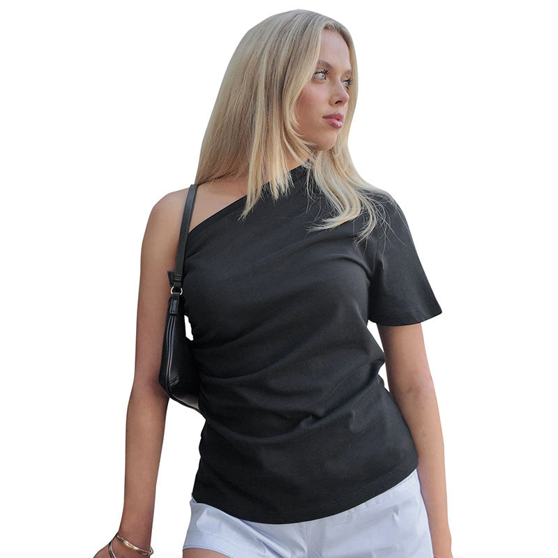 Damen asymmetrisches Kurzarmshirt mit elegantem Schnitt EB