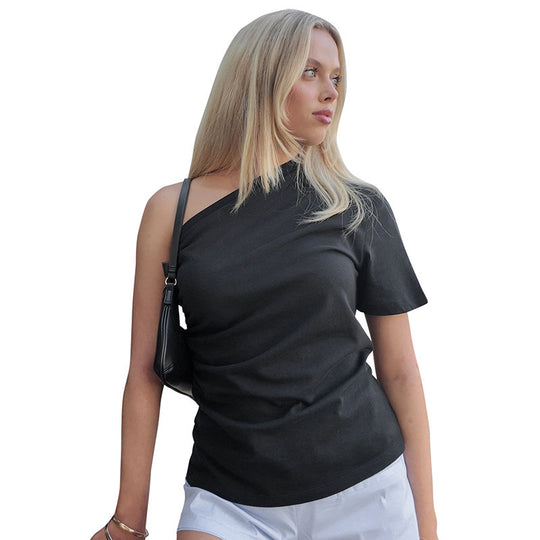 Damen asymmetrisches Kurzarmshirt mit elegantem Schnitt EB