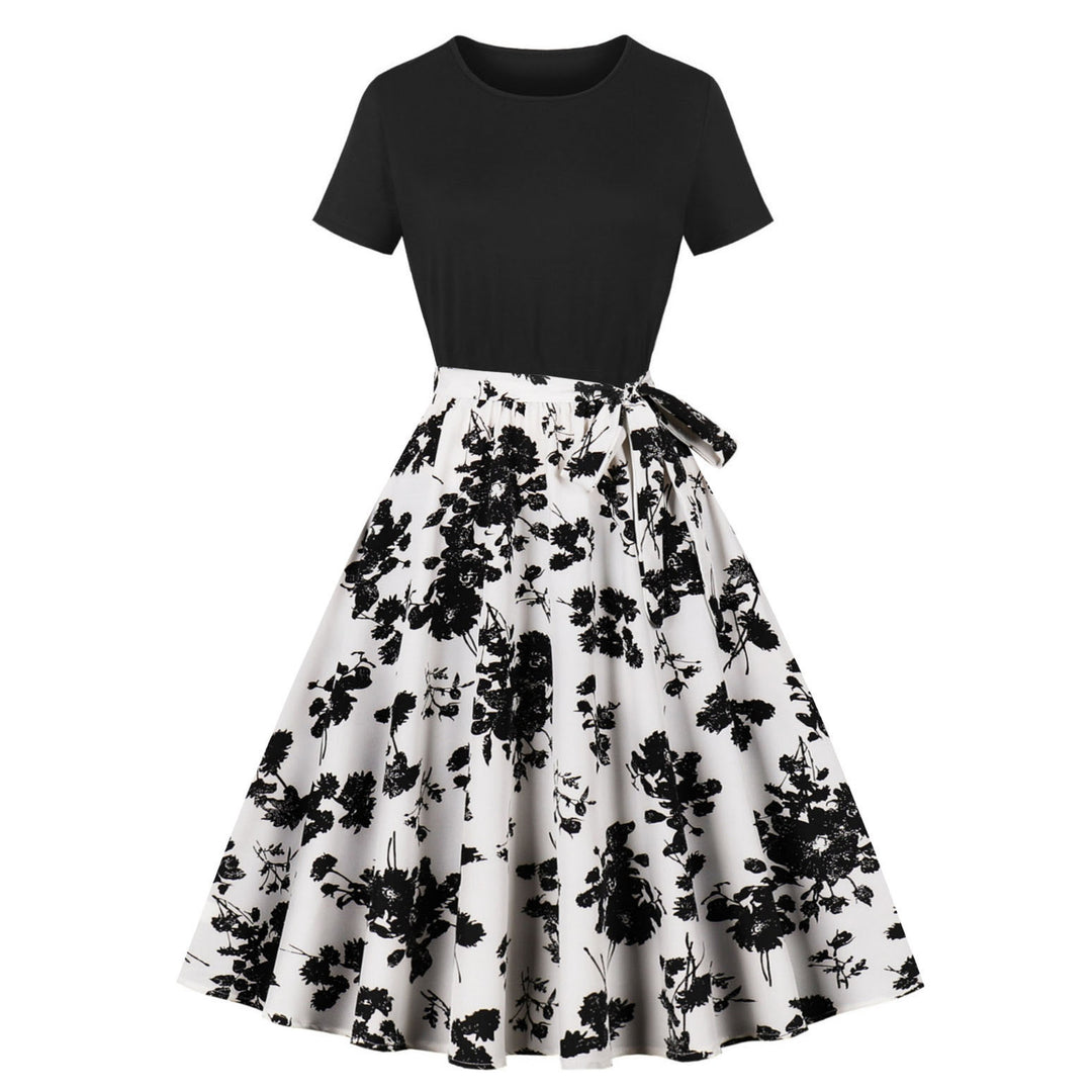 Damen Elegantes Spitzen-Kleid mit kontrastierendem Oberteil und fließendem Rock EB