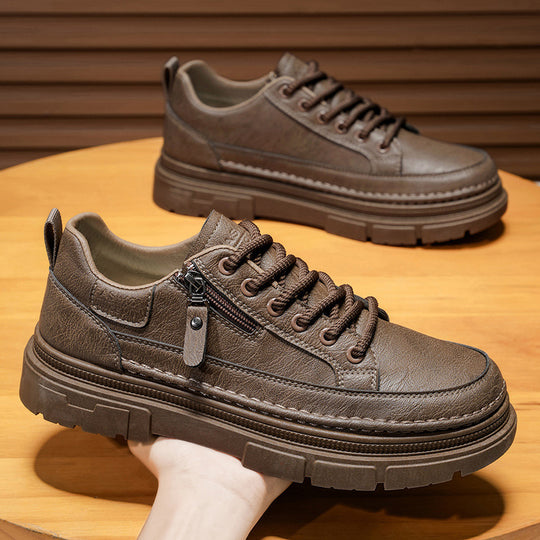 Damen Elegante Freizeit-Ledersneaker mit praktischem Reißverschluss und robustem Sohlenprofil EB