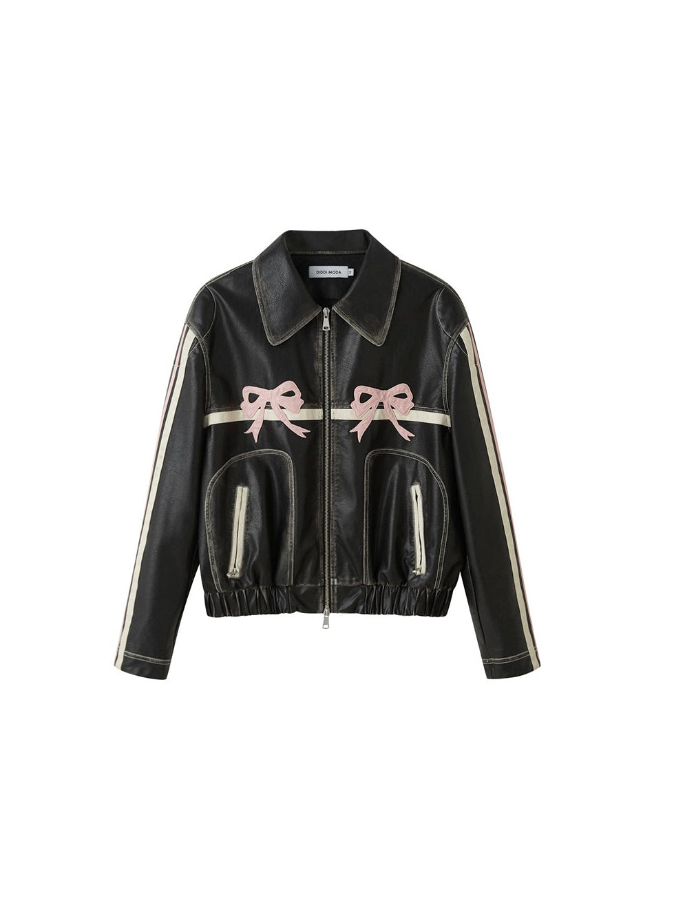 EB | Bowknot Zip Up Lederjacke