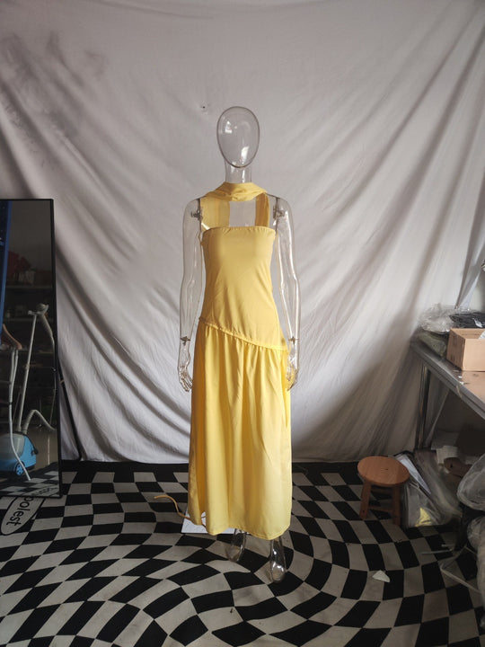Damen Maxikleid mit schulterfreiem Design und dekorativem Wickelausschnitt EB