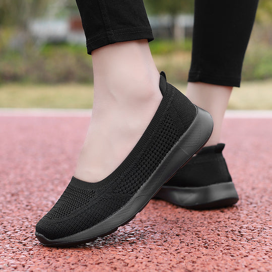 Damen Flexible Slip-On Sneakers mit atmungsaktiver Mesh-Oberfläche EB