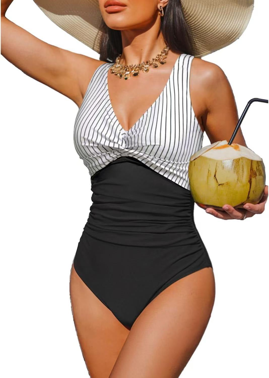 Damen Eleganter Einteiler Badeanzug mit modischem Twist EB
