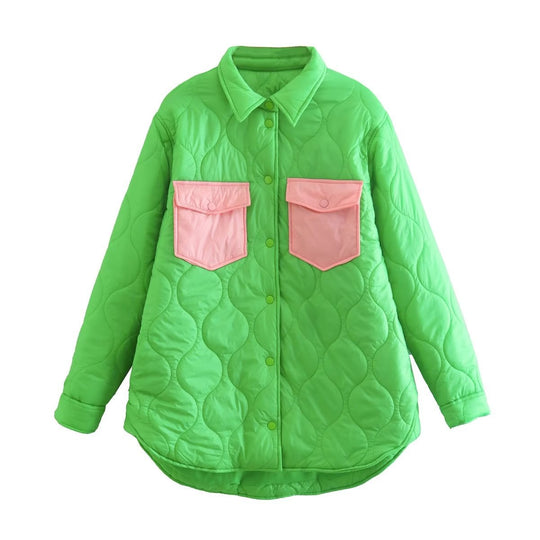 Damen gesteppte Übergangsjacke mit auffälligen Taschen und modischem Schnitt EB