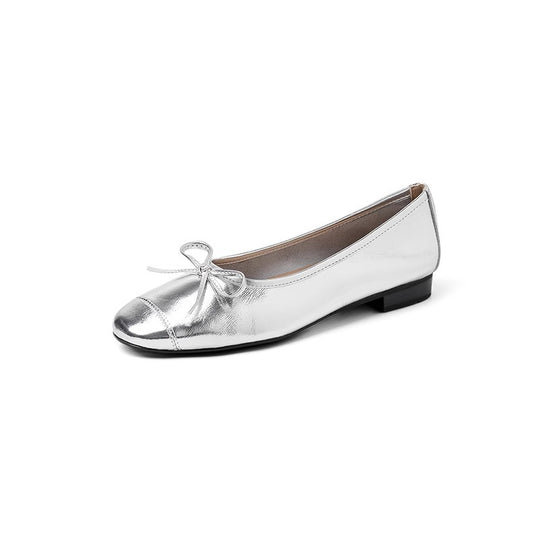 Damen Ballerinas mit schicker Schleifenverzierung und elegantem Metallfinish EB