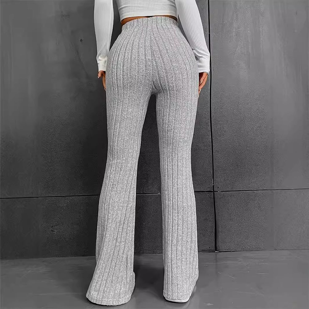 Damen Flared Stretch-Hose mit vertikalem Rippmuster EB