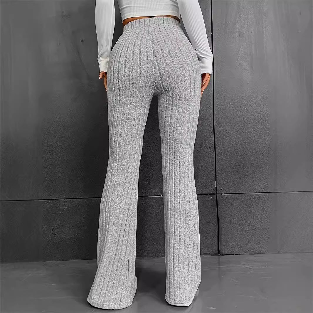 Damen Flared Stretch-Hose mit vertikalem Rippmuster EB
