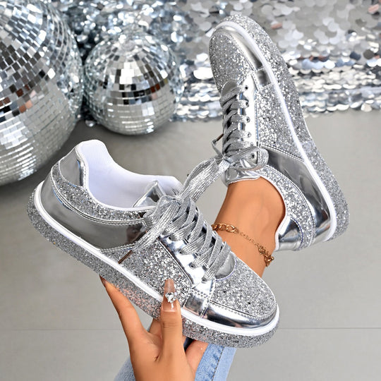 Damen Glitzernde Sneakers mit atmungsaktivem Innenfutter EB