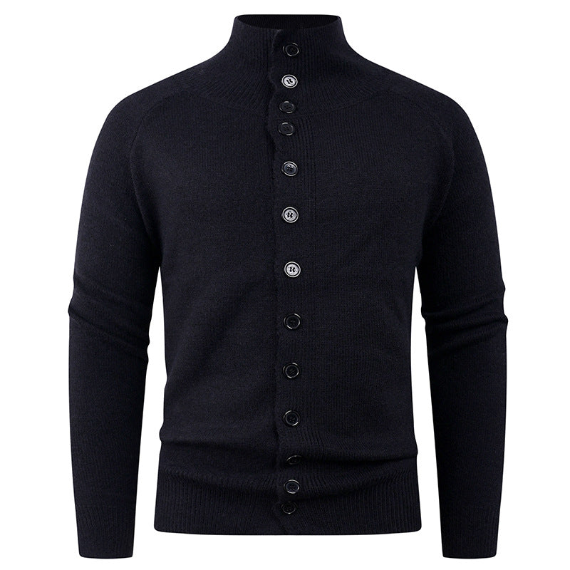 Herren Strickjacke mit modernem Stehkragen und Knopfverschluss EB