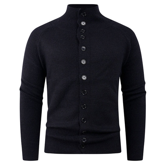 Herren Strickjacke mit modernem Stehkragen und Knopfverschluss EB