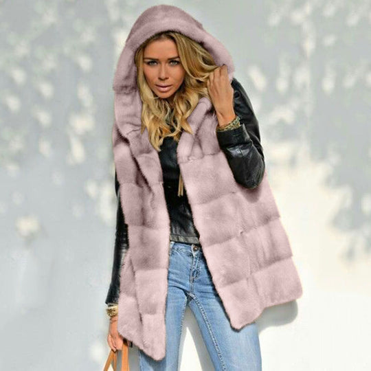 Damen Fleece-Weste mit Kapuze EB