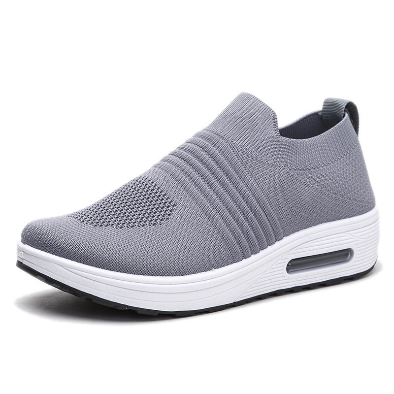 Damen Komfortable Slip-On Sneakers mit atmungsaktiver Strickoberfläche und dämpfender Sohle EB