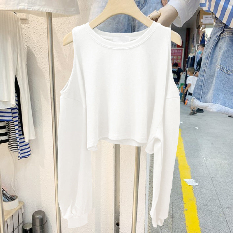 Damen lässiges Crop-Top mit langen Ärmeln EB