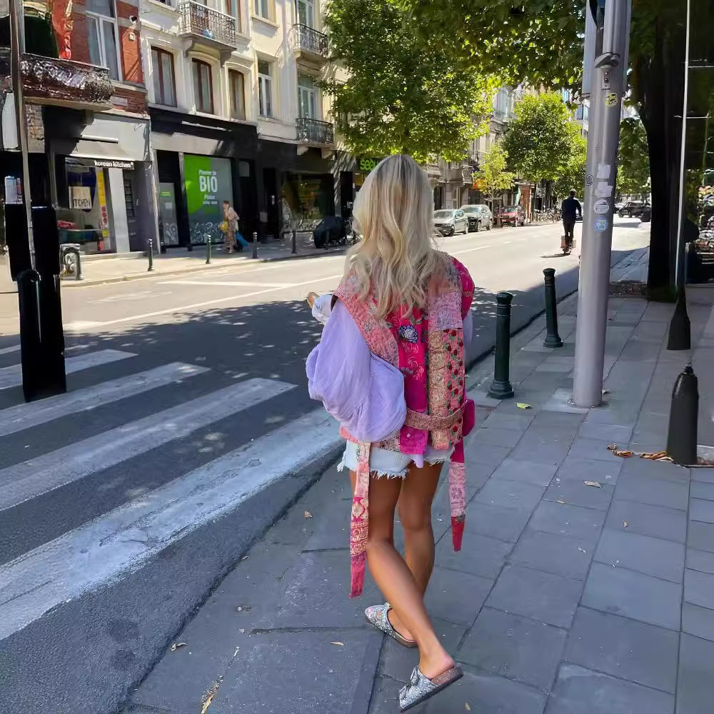 Damen Kurze, bestickte Sommerjacke EB