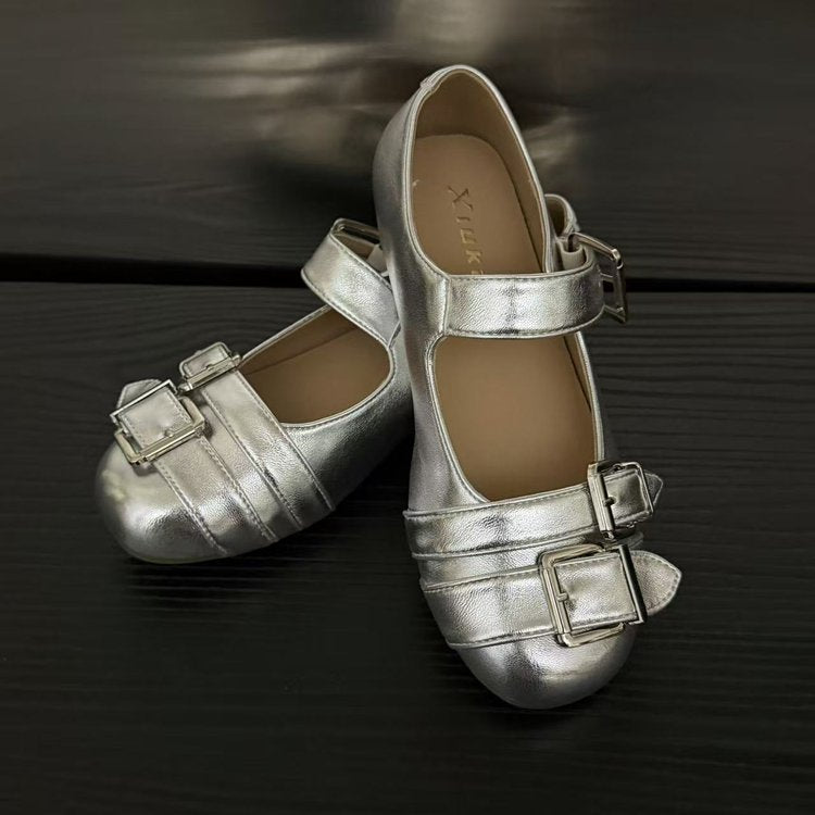 Damen Ballerinas mit modischen Schnallen und bequemer Innensohle EB