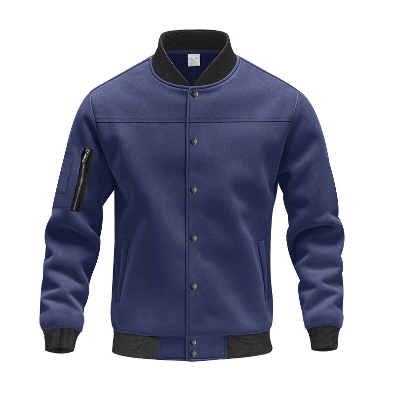 Herren Varsity-Bomberjacke mit Druckknopfverschluss, Ärmeltasche und gerippten Bündchen EB