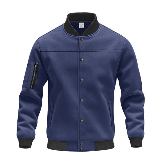 Herren Varsity-Bomberjacke mit Druckknopfverschluss, Ärmeltasche und gerippten Bündchen EB