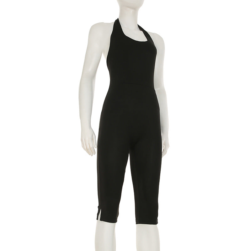 Damen körperbetonter Jumpsuit mit tiefem Rückenausschnitt und reinem Design EB