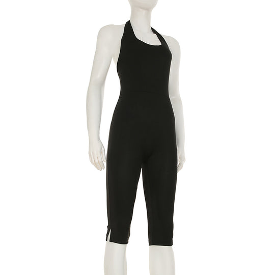 Damen körperbetonter Jumpsuit mit tiefem Rückenausschnitt und reinem Design EB