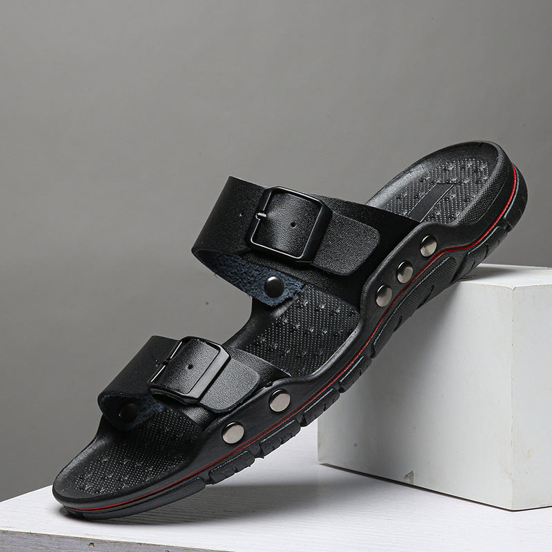 Herren Bequeme Leder-Sandalen mit verstellbaren Riemen EB