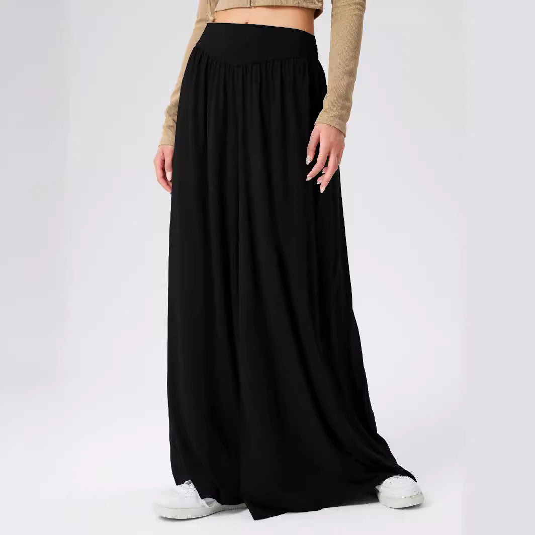 Damen Weit geschnittene Jersey-Hose mit elastischer Taille und elegantem Fall EB