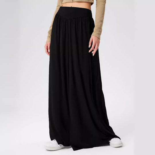Damen Weit geschnittene Jersey-Hose mit elastischer Taille und elegantem Fall EB
