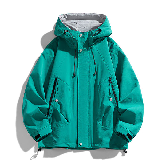 Unisex leichte winddichte Outdoorjacke mit Kapuze, wasserabweisender Außenhülle und verstellbarem Saum EB