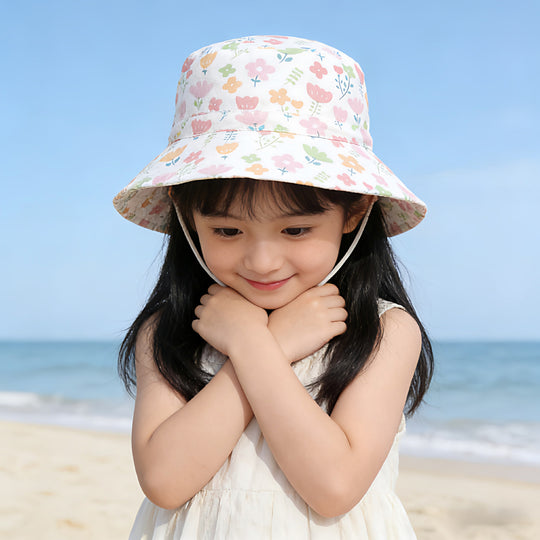 Unisex nan Kinder-Sonnenhut mit hohem UV-Schutz verstellbarem Kinnband und atmungsaktiver Baumwollqualität  EB