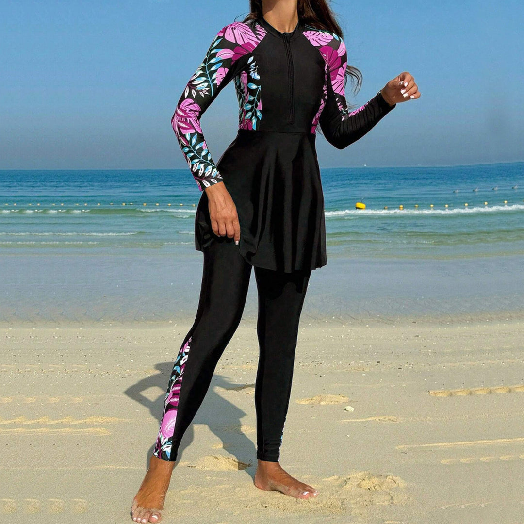Damen Surfanzug mit Rockteil und langärmligem Design EB
