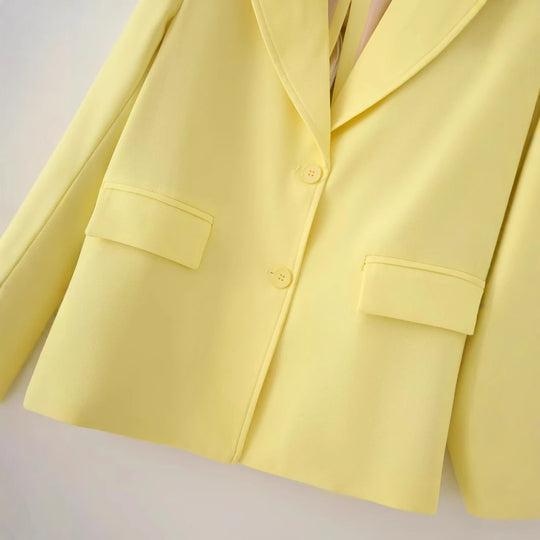 Damen elegante Blazerjacke mit strukturiertem Gewebe und praktischen Taschen EB