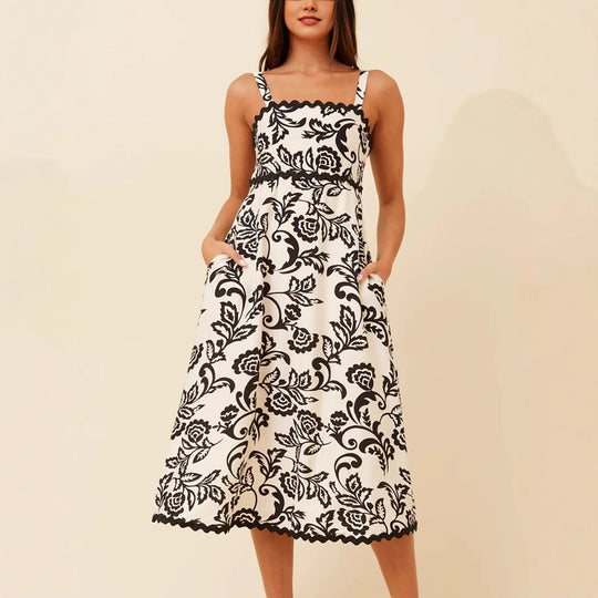 Damen Maxikleid mit floralem Design und praktischen Taschen EB