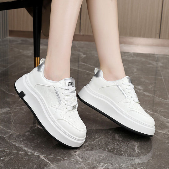 Damen modische Plateau Sneakers mit strukturiertem Obermaterial und komfortabler Dämpfung EB