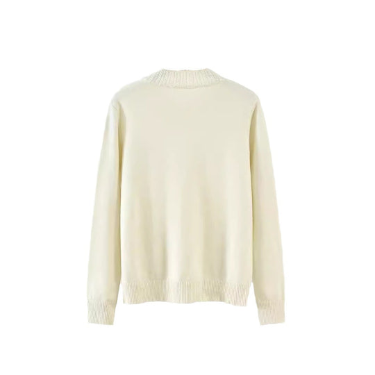Damen eleganter Strickpullover mit floralem Design EB