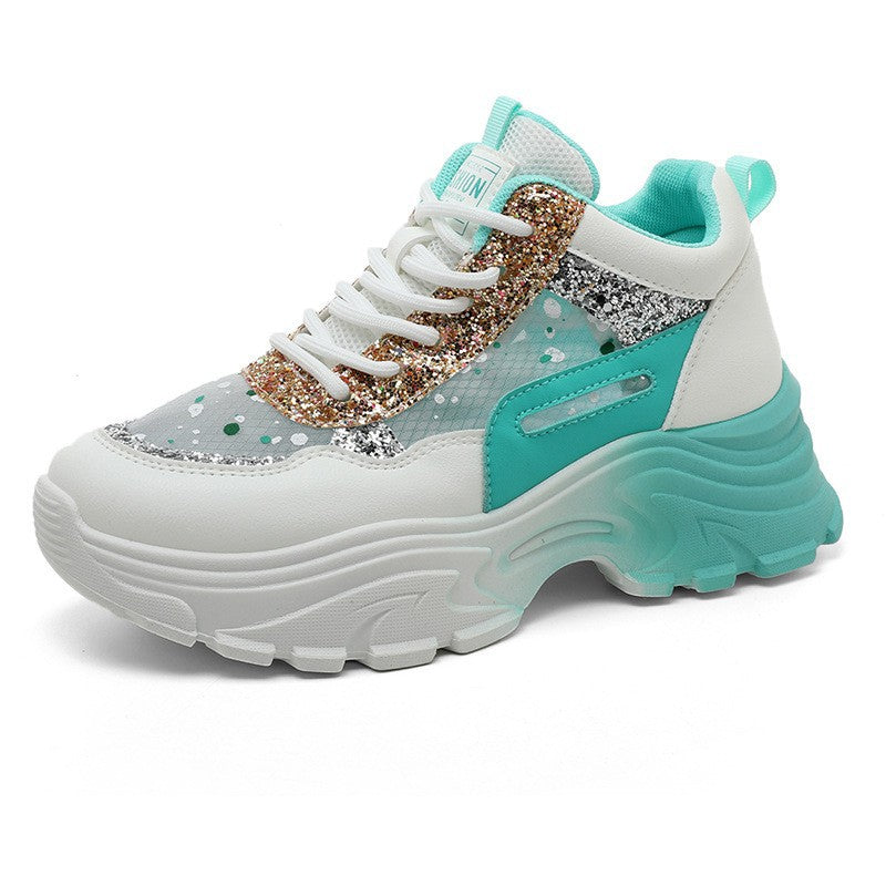 Damen Trendige Chunky Sneakers mit glitzernden Akzenten und ausgeprägtem Sohlenprofil EB