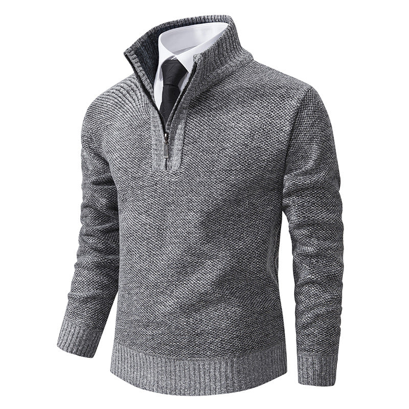 Herren Strickpullover mit modernem Reißverschluss und strukturiertem Design EB