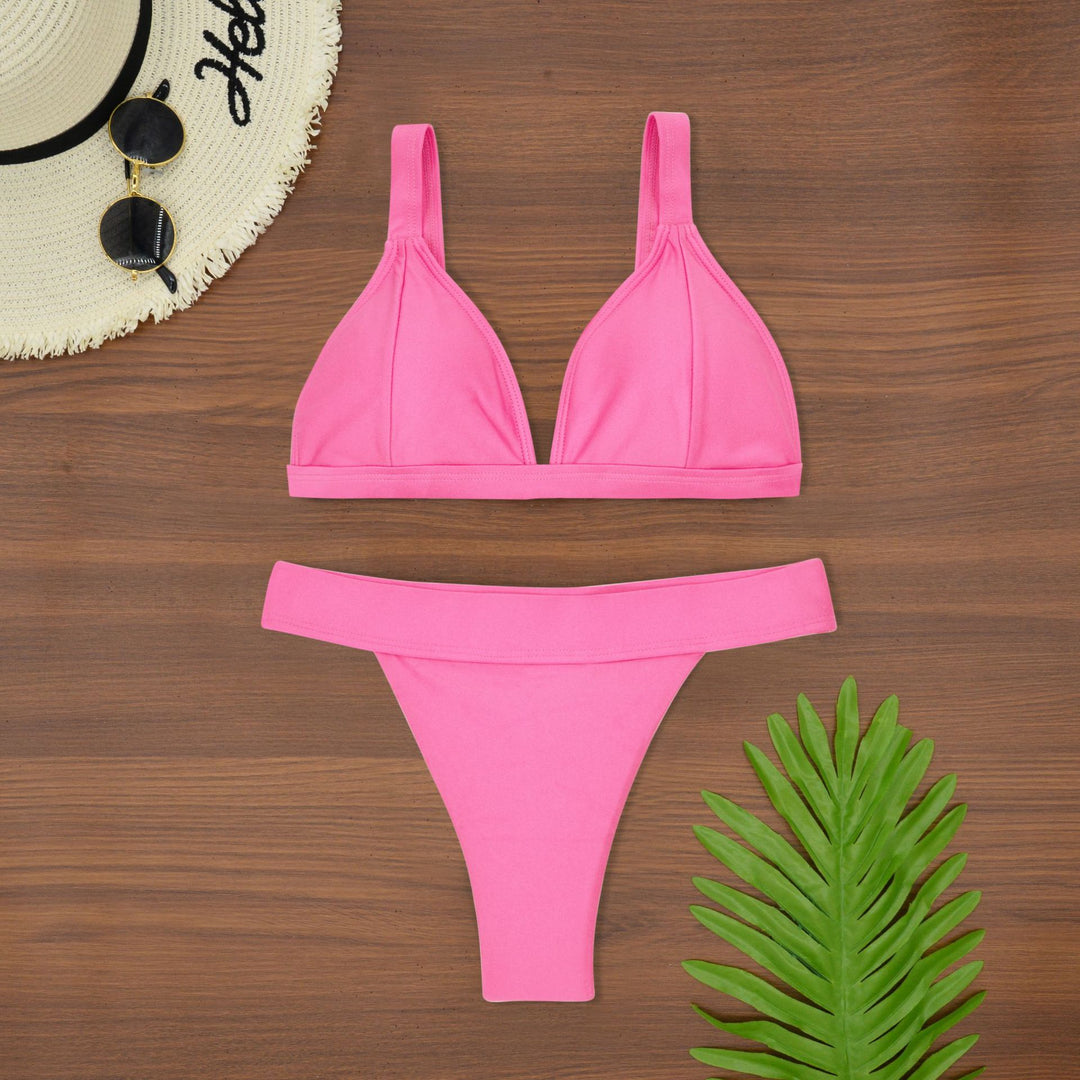 Damen Triangel-Bikini mit floralem Muster und verstellbaren Trägern EB