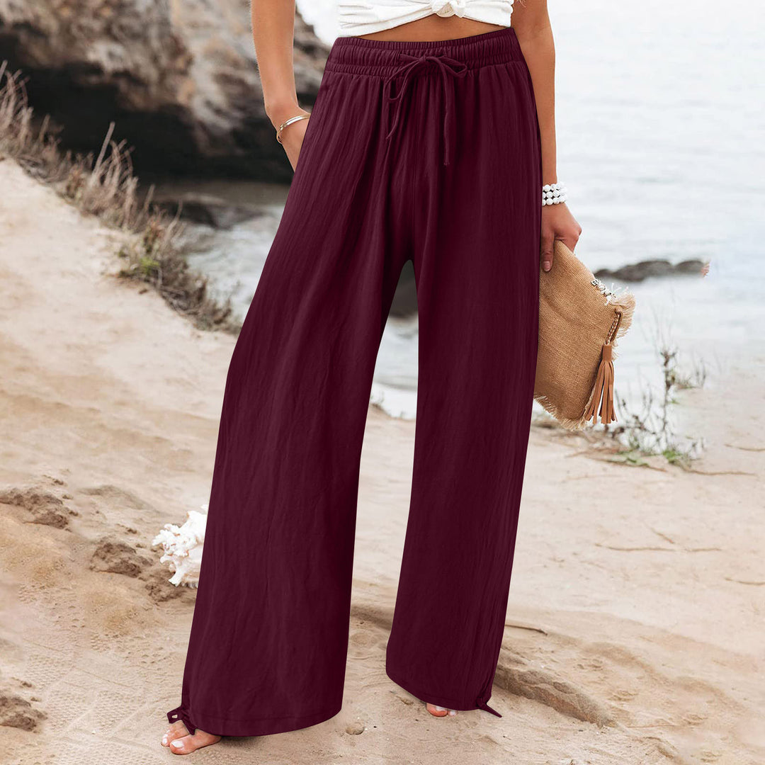 Damen Weite hose mit elastischem Bund und praktischen Taschen EB
