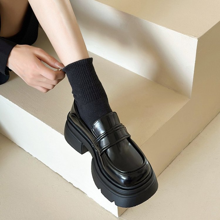 Damen modische Schnürloafers mit stabiler Plattformsohle und eleganter Riemenverzierung EB