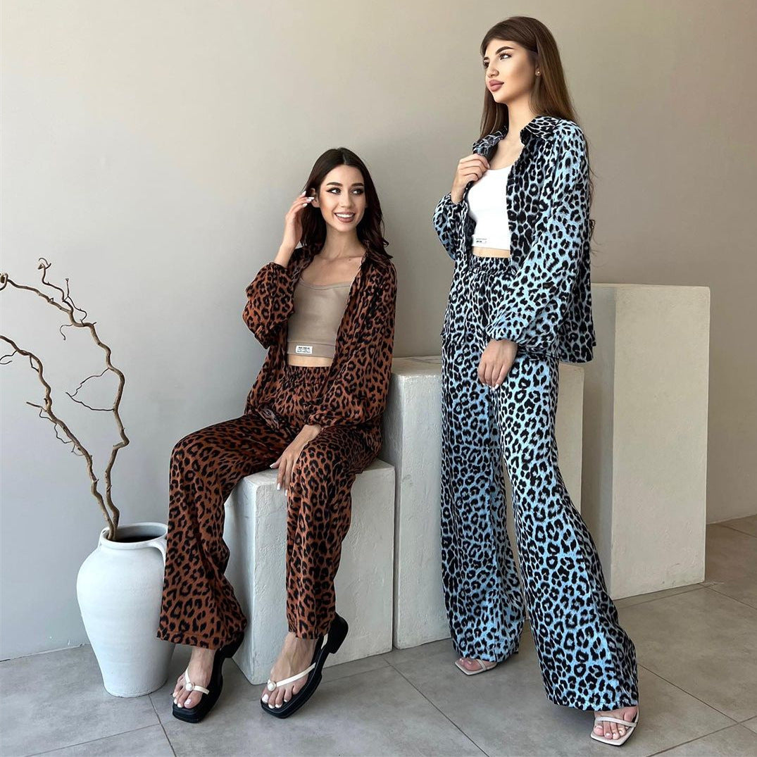 Damen Elegantes und gemütliches Lounge-Set mit Leopardenmuster EB