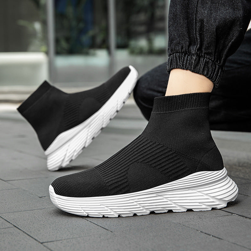 Damen nan nahtloser Strick-Freizeitsneaker mit sockenkragen und stoßdämpfender Profilsohle EB