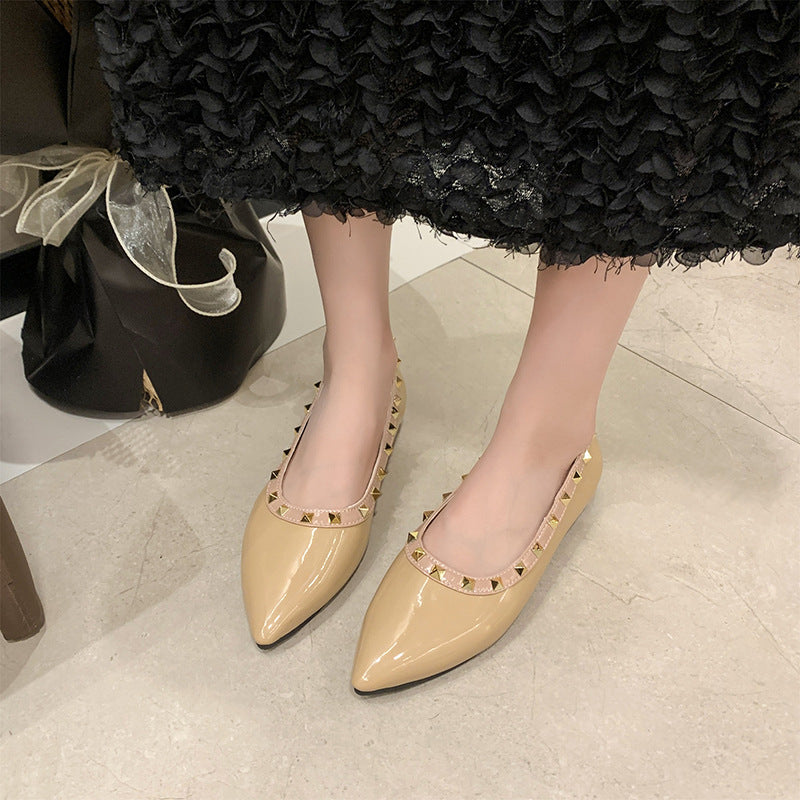 Damen spitze Ballerina Schuhe mit Nieten-Details EB
