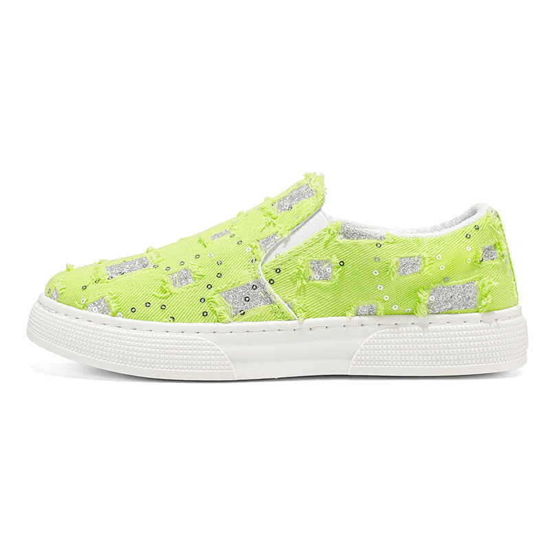 Damen elegante Slip-On Sneakers mit modischem Glitzerdesign EB