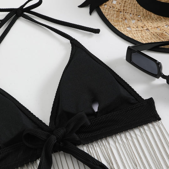Damen Triangel-Bikini mit festlichem Fransen-Design EB